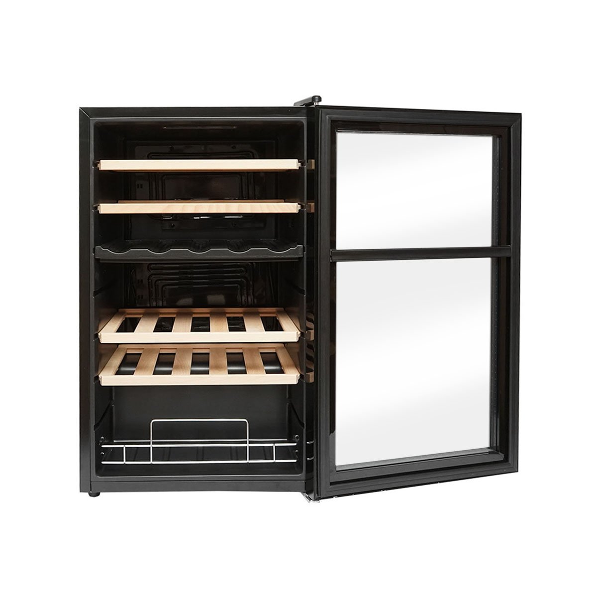 Frigider vin, 33 sticle cu 4 rafturi din lemn 88L, 220V